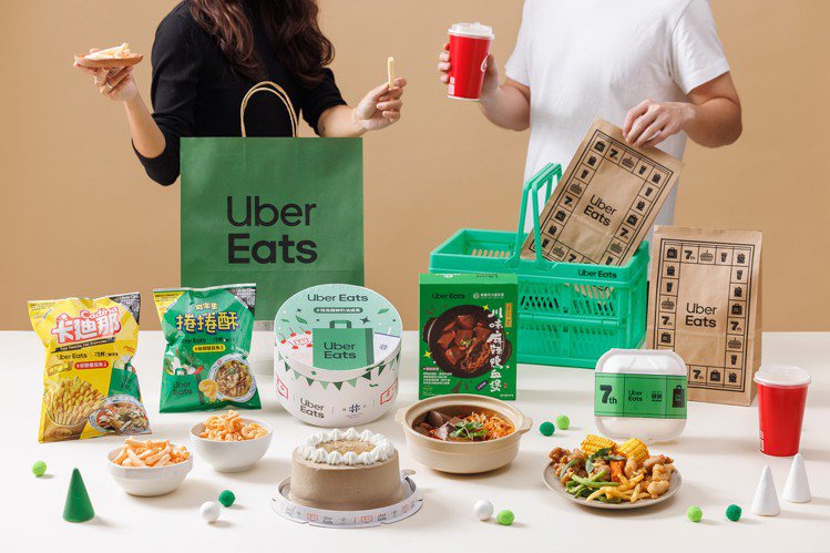 Uber Eats歡慶登台7周年，首度攜手7大人氣品牌推5款限定聯名商品。圖／Uber Eats提供