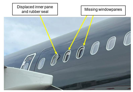 英國航空公司「泰坦航空」空中巴士A321包機10月初從倫敦史坦斯特機場起飛至超過14000英尺（近4267.2公尺）高空時，一名機組人員發現有兩塊窗玻璃不見。 擷取自RadarBox航班追蹤網站X