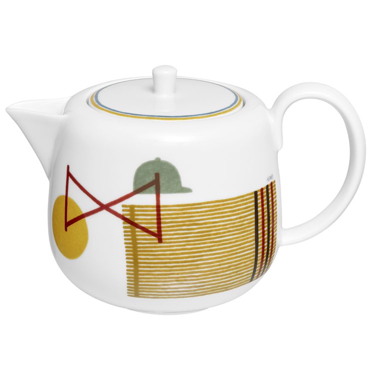 Saut Hermès餐瓷系列茶壺6杯裝，附濾茶器，22,330元。圖／愛馬仕提...