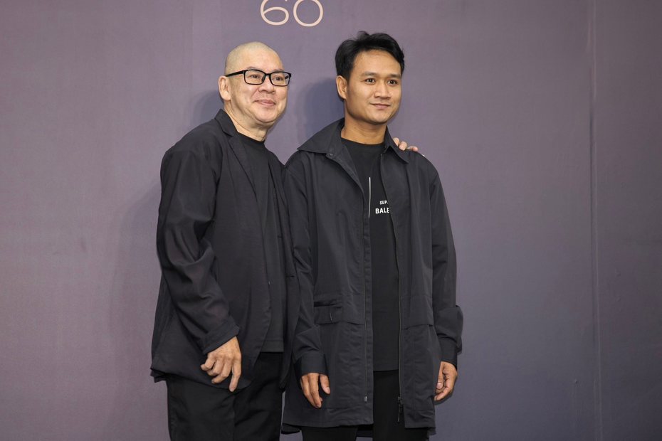 導演蔡明亮（左）、亞儂弘尚希出席金馬影展舉行星光首映。記者李政龍／攝影