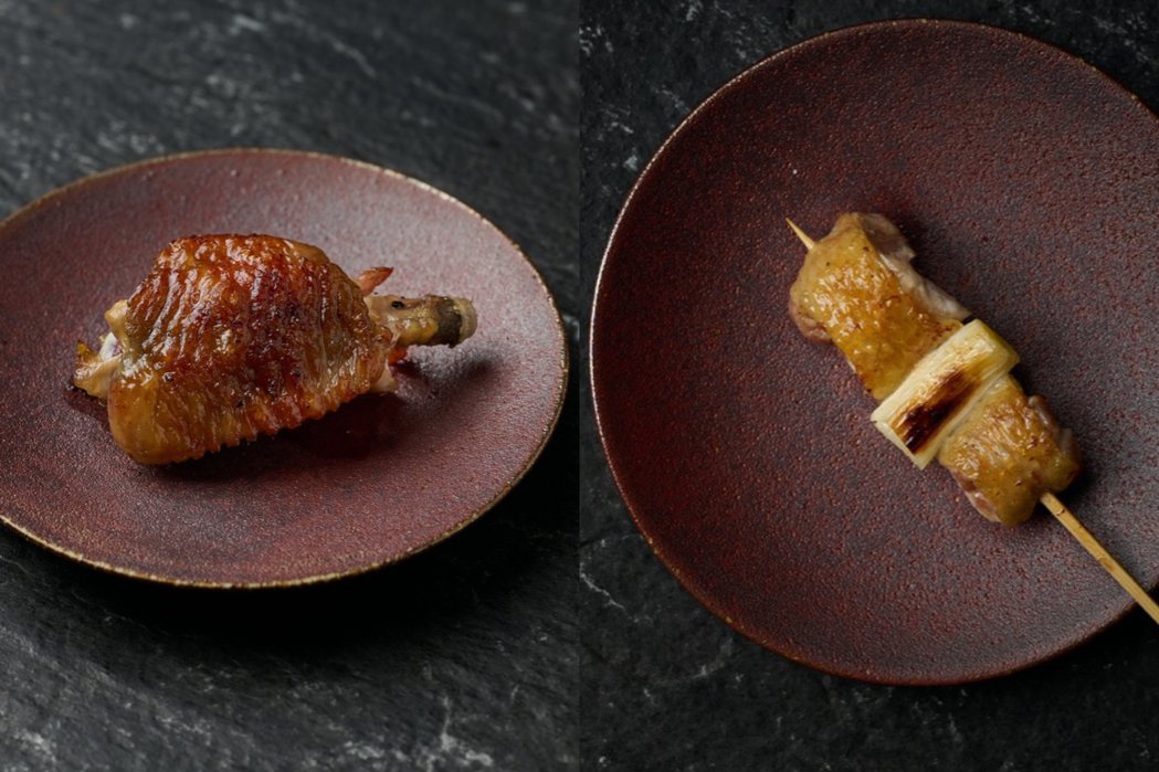 左為fumée 雞翅，右為雞腿蔥串。 圖／MMHG 湘樂餐飲集團提供