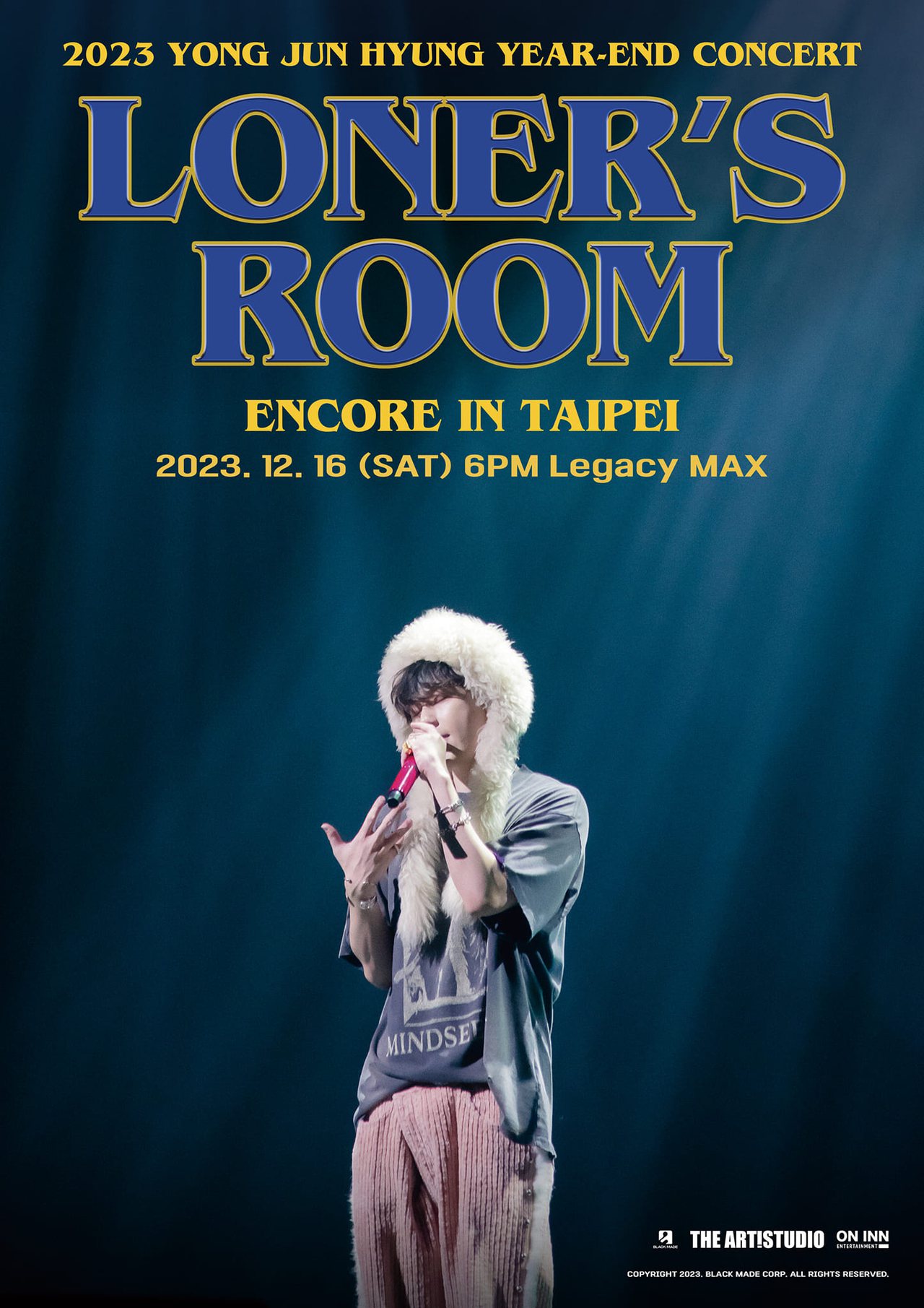 韓國歌手龍俊亨於12月16日舉辦「2023 YONG JUN HYUNG FAN CONCERT [LONER's ROOM] ENCORE IN TAIPEI」。圖／TheArtistudio得藝室策劃提供