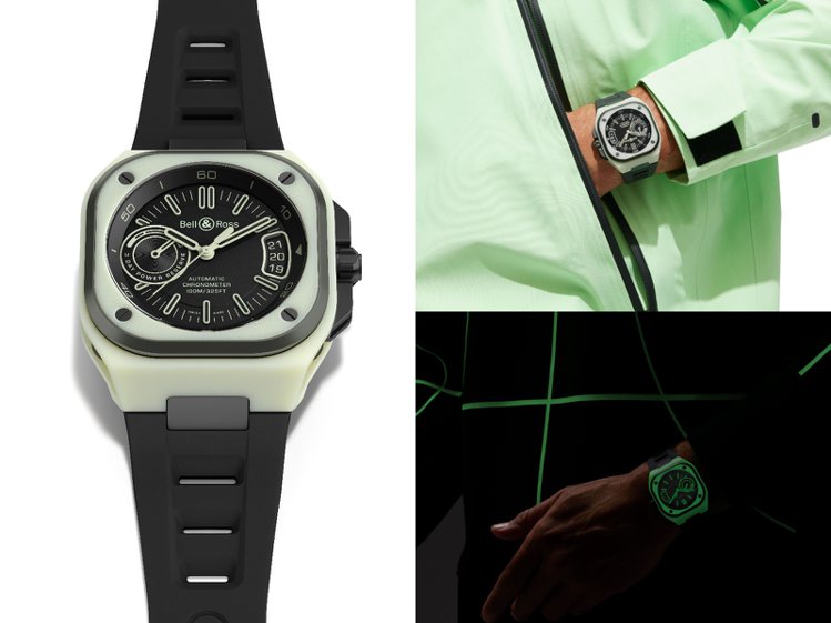因為BR-X5 Green Lum腕表，將帶人探索幽暗、入夜時分的無窮精彩。。圖／Bell & Ross提供