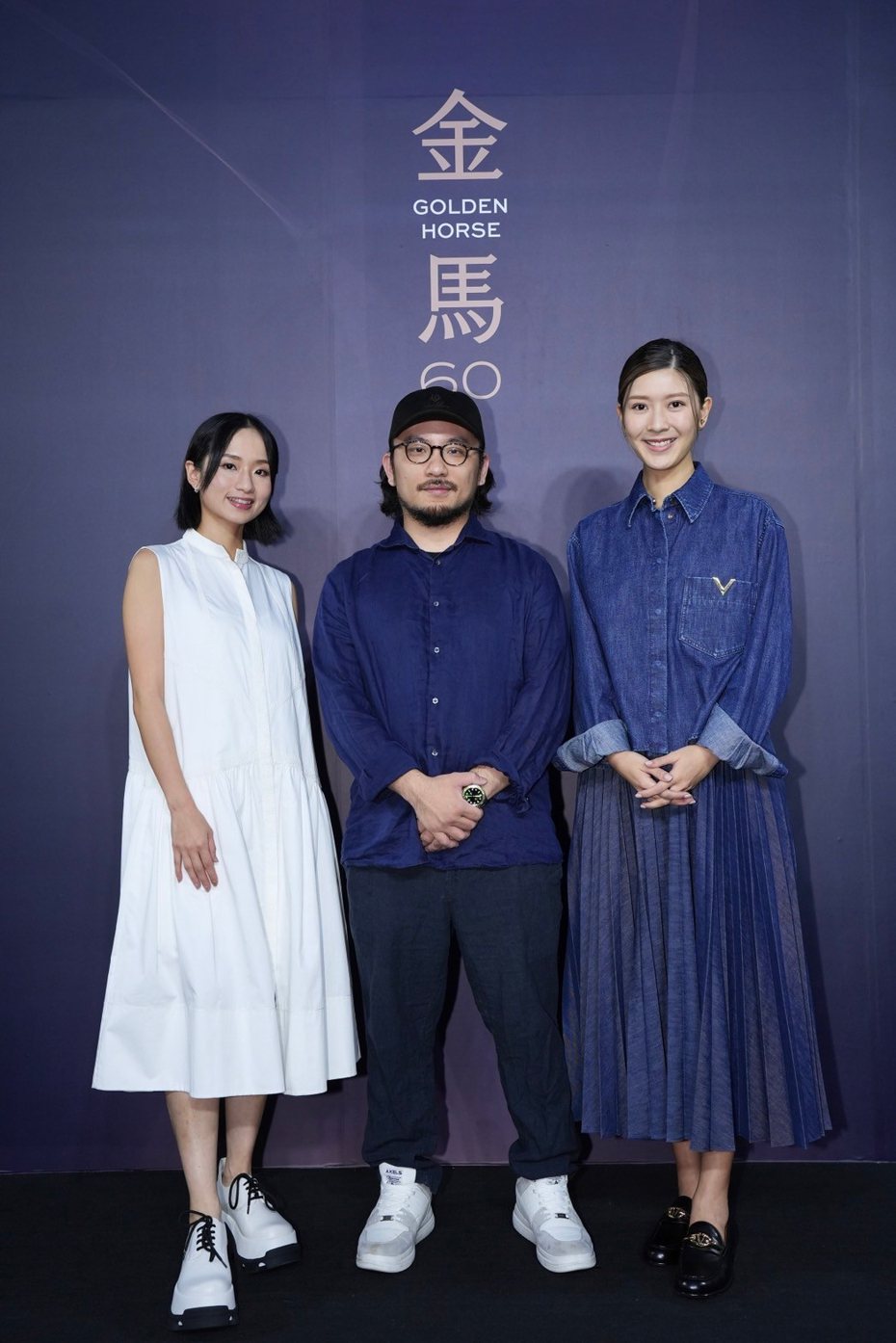 余香凝(右起)、导演简君晋以及梁雍婷为金马入围电影「白日之下」来台受访。图／金马影展提供