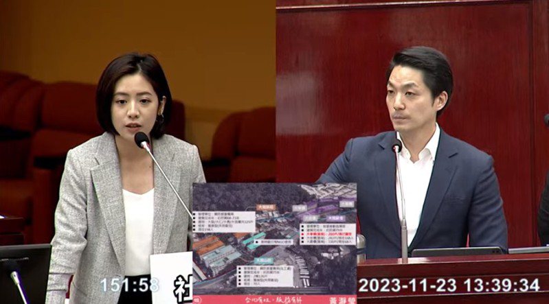 台北市議會市政總質詢下午登場，民眾黨議員黃瀞瑩與市長蔣萬安針對居住正義議題，針鋒相對。圖／取自議會直播畫面