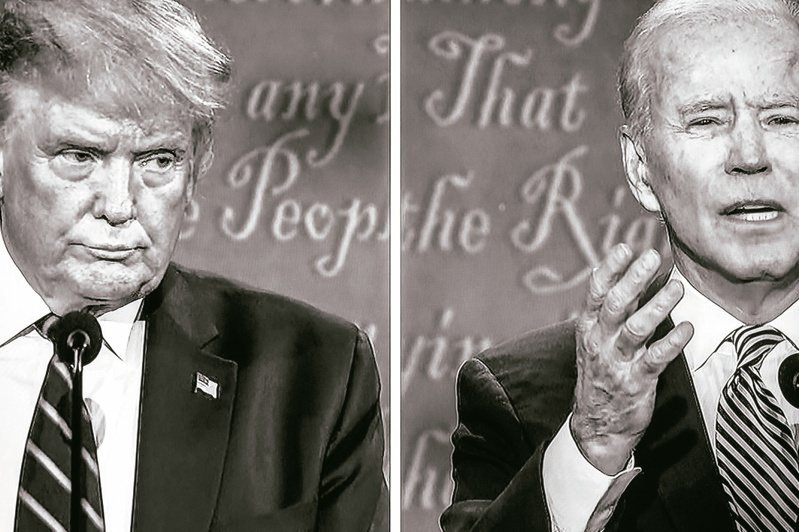 川普（左）與拜登（右）再戰2024是大多數美國選民不樂見卻非得面對的局面。（紐約時報）