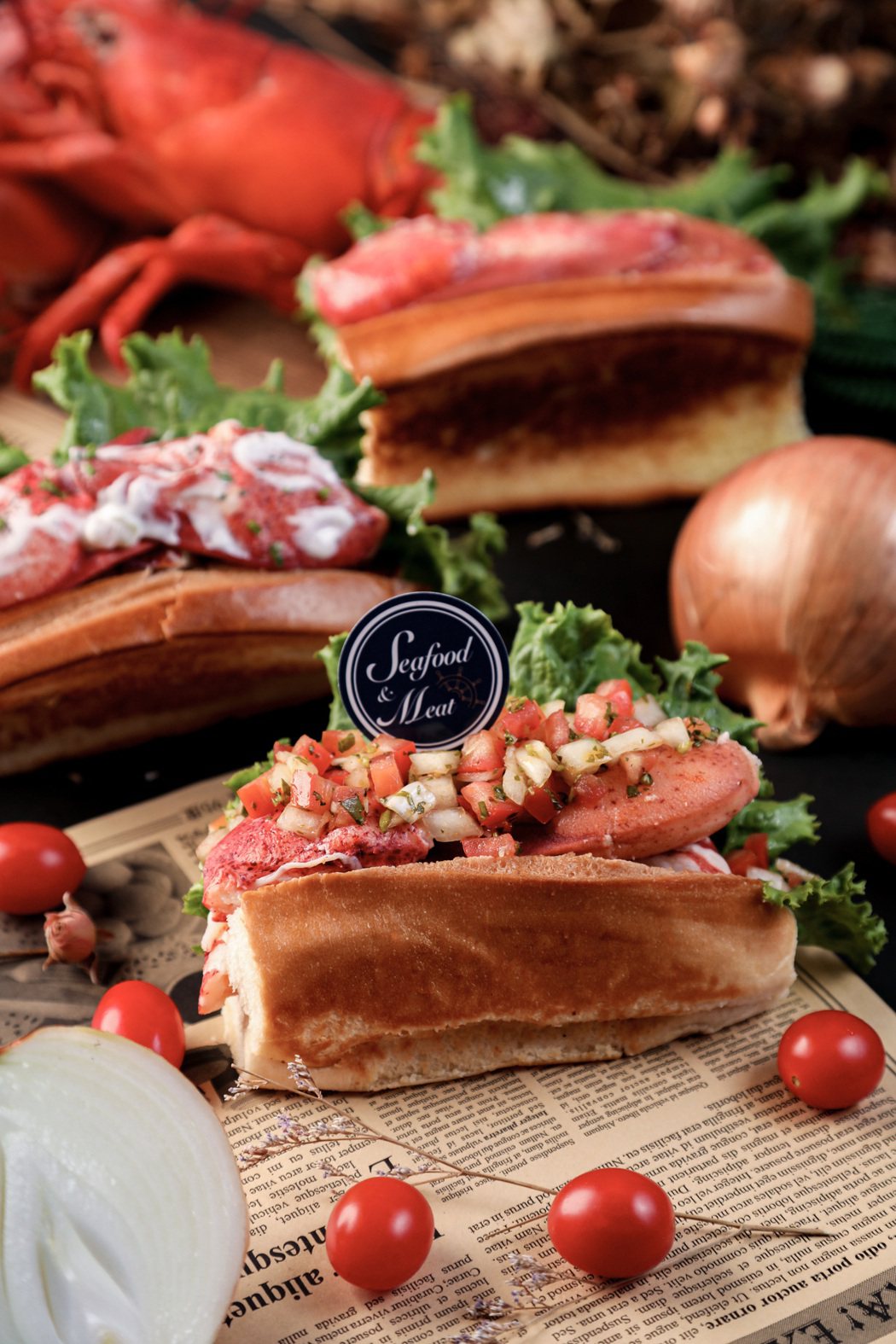 「Seafood & Meat波波海鮮市集」將在500趴現場提供三種口味龍蝦堡及...