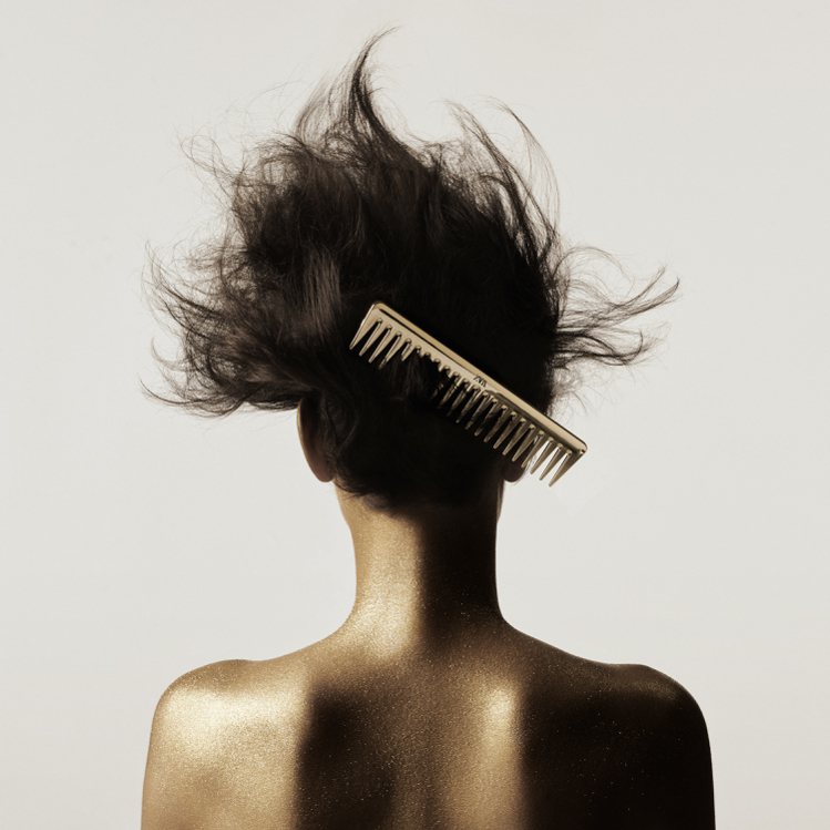 GLITTER IN GOLD金色髮梳特大寬齒可運用於任何頭髮質地，不論乾溼髮都...