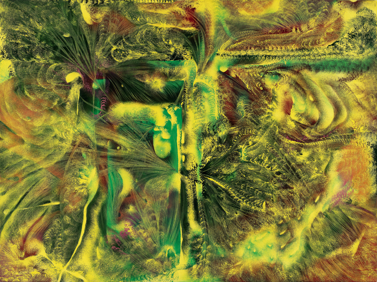 露西布爾《蝸牛效應》，油彩畫布，91.5 x 122公分，2020年作，以超越拍前低估價3倍之多的730萬8,000港元成交。圖／佳士得提供