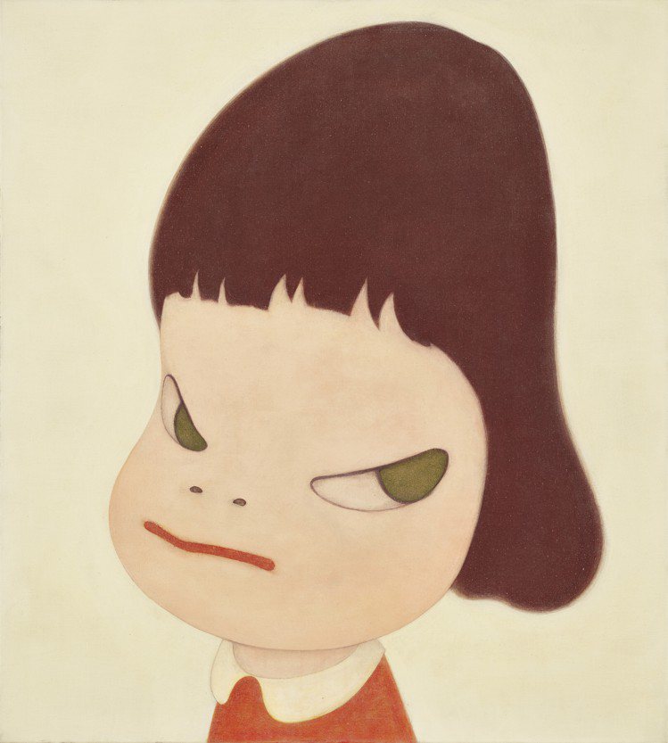 奈良美智 (1959 年生)，《搗蛋理髮師》，壓克力畫布，100 x 90公分，...