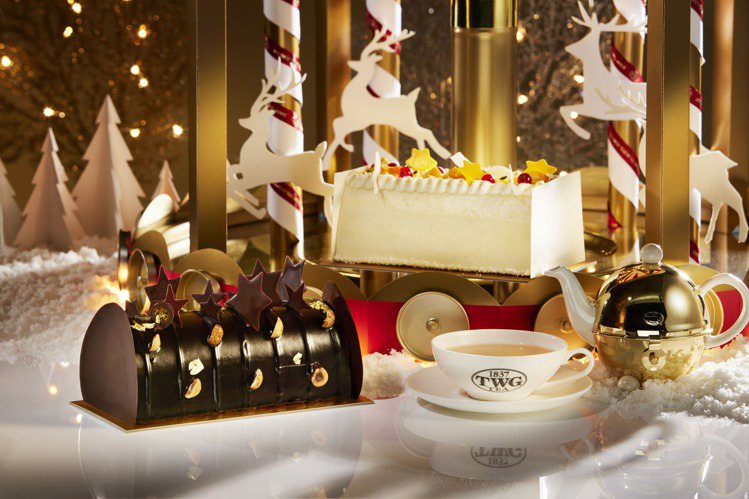 TWG Tea推出巧克力榛果與椰子百香兩款耶誕木柴蛋糕，12月8日前開放「早鳥預購」。圖／TWG Tea提供
