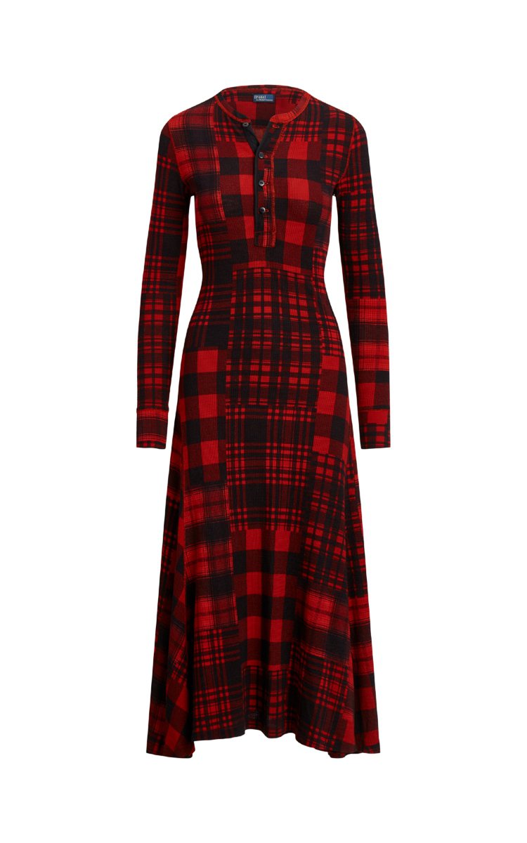 Polo Ralph Lauren格紋亨利衫連身裙，11,480元。圖／Ralph Lauren提供
