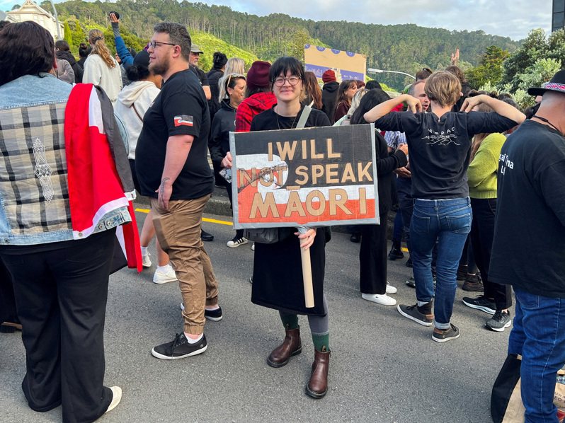 数千名抗议者今天走上纽西兰各地街头，批评新选出的保守派政府对原住民毛利人的政策。路透社(photo:UDN)