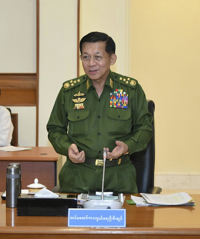 緬甸軍政府領袖敏昂萊。美聯社