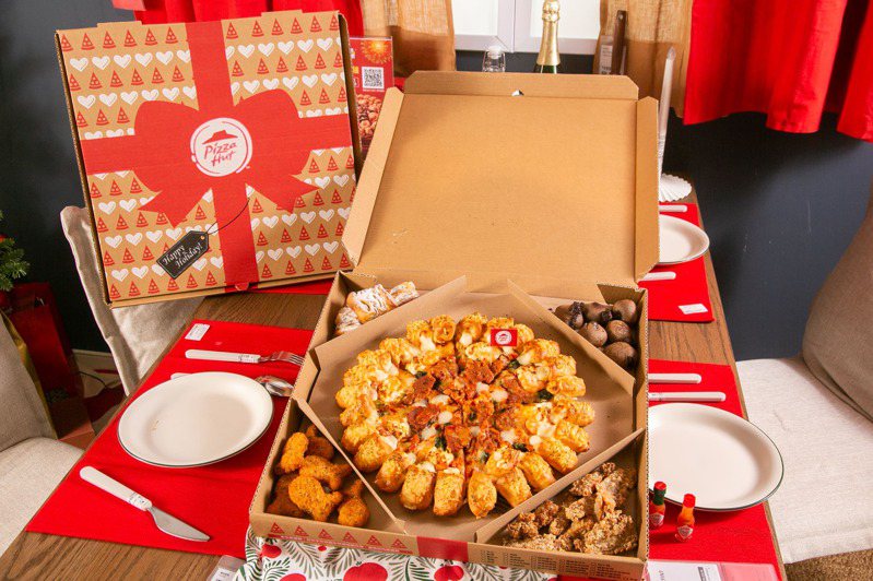 必勝客「炫food盒」內含1個大比薩與4款副食。圖／必勝客提供