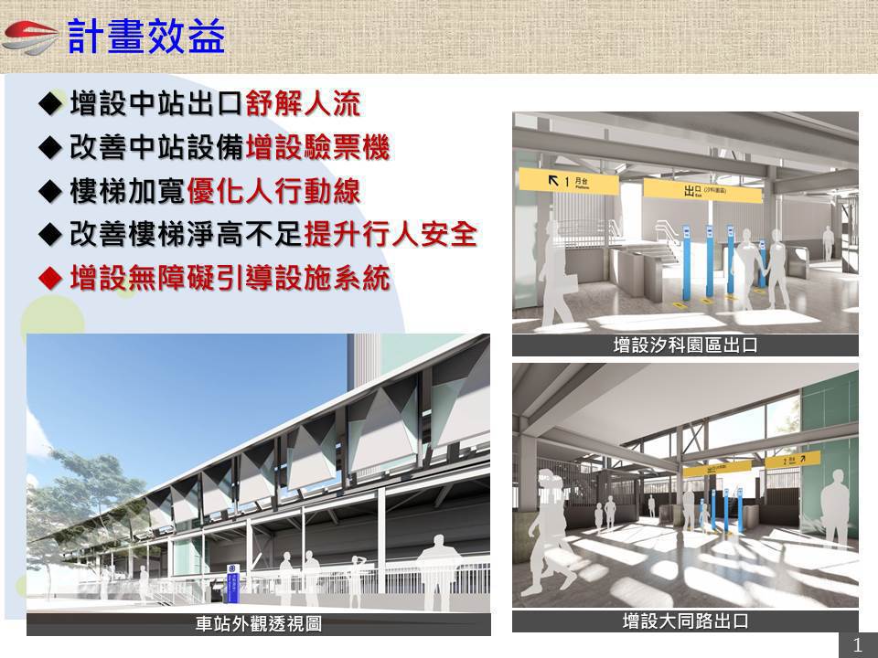 台鐵汐科站改善工程計畫效益。鐵道局提供