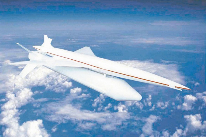 2005年，日本宇宙航空研究開發機構宣稱，次年9月在澳洲內陸發射一種箭形的兩倍音速飛機。該機可載客300人，從東京飛抵洛杉磯大約4小時。圖為畫家筆下，超音速飛機附在一枚火箭上飛行的情景，最後也無疾而終。美聯社