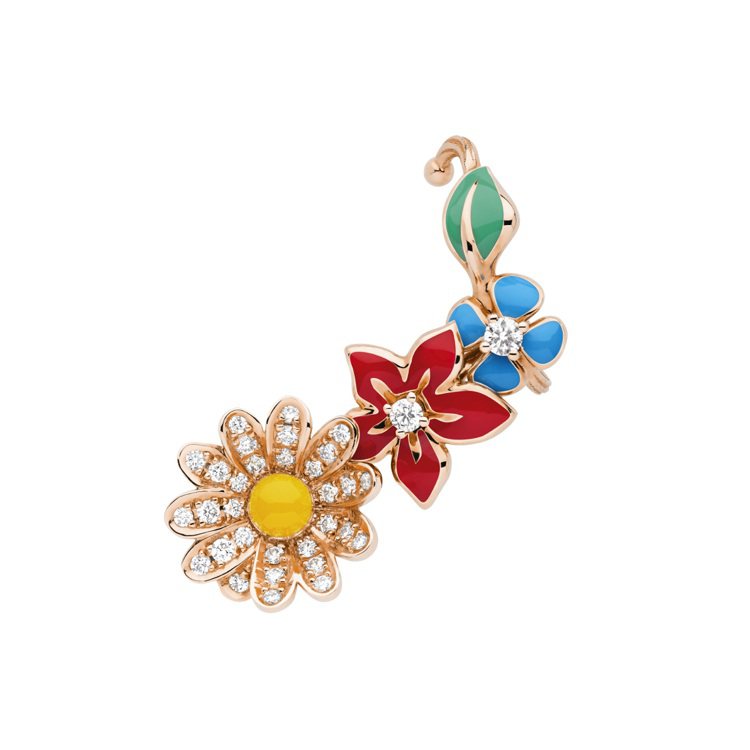 Diorette彩漆玫瑰金鑲鑽耳環，價格未定。圖／Dior提供