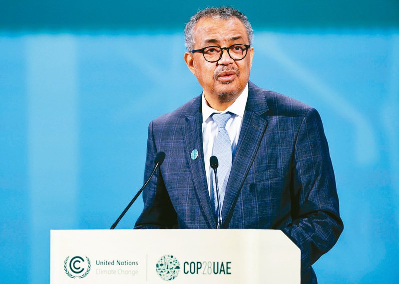 世界衛生組織（ＷＨＯ）秘書長譚德賽出席聯合國氣候峰會，強調氣候變遷對人體健康的威脅。圖／取自ＵＮＦＣＣＣ