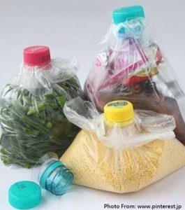 寶特瓶DIY再利用：密封塑膠袋。 圖／快適生活進行中