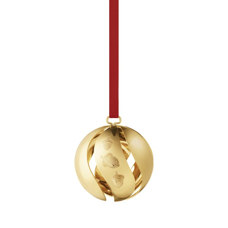 金燦聖誕系列黃銅鍍18K黃金2023耶誕球紅色款，1,000元。圖／喬治傑生提供