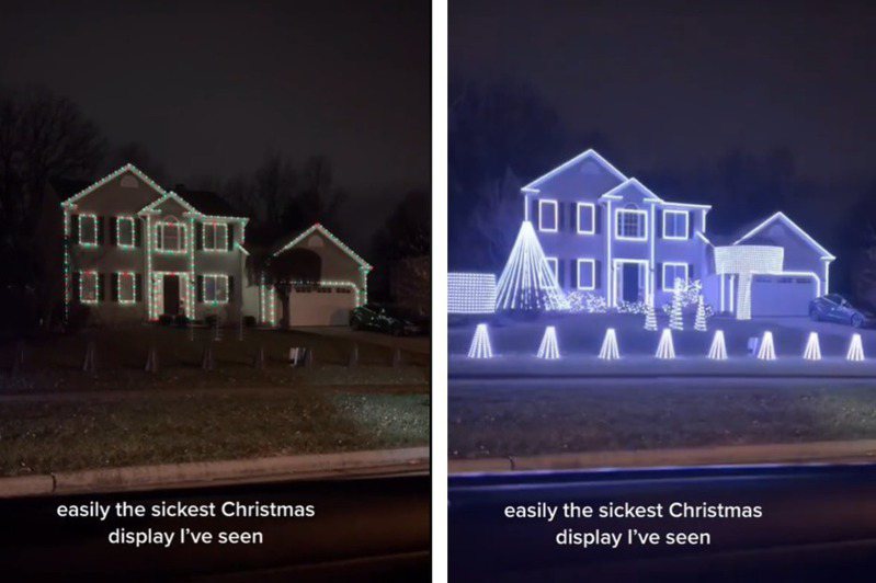 這處民宅的LED燈搭配音樂變化，讓網友全都覺得超級酷。圖擷自TikTok