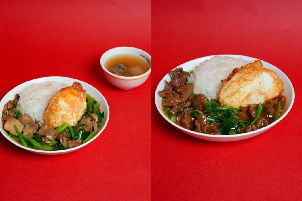 午間限定「蔥爆溫體牛肉燴飯」（右）及「蔥爆牛舌燴飯」（左），加碼推出半價優惠...