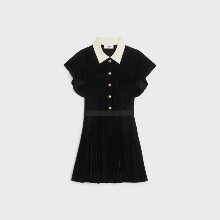 CELINE BY HEDI SLIMANE絲絨迷你洋裝，89,000元。圖／CELINE提供
