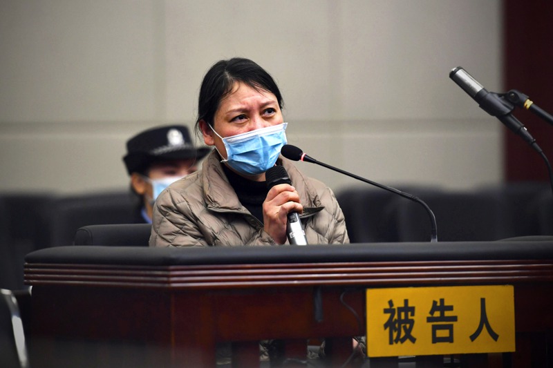 圖為2020年12月21日，江西省南昌市中級人民法院一審公開開庭審理被告人勞榮枝涉嫌犯故意殺人、綁架、搶劫等罪一案。中新社