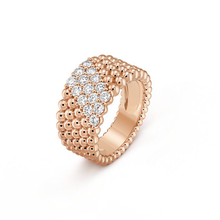 Perlée戒指，玫瑰金鑲嵌鑽石，約36萬5,000元。圖／梵克雅寶提供