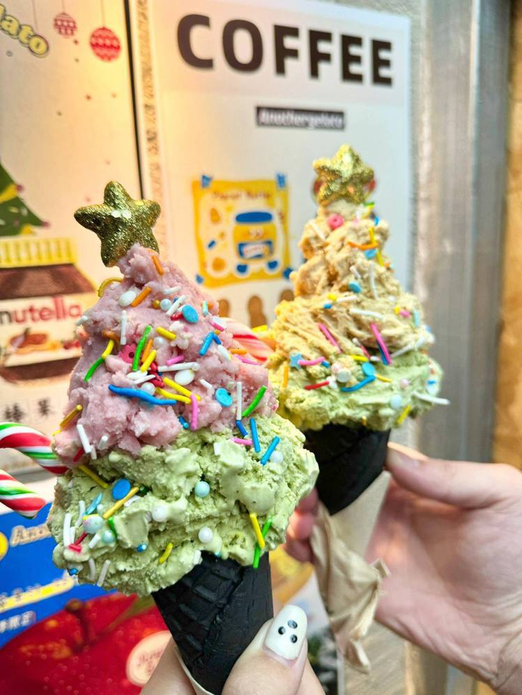 寧波義式冰淇淋名店「ANOTHER GELATO」聖誕樹冰淇淋粉嫩超好拍。圖／摘自小紅書@胖丹