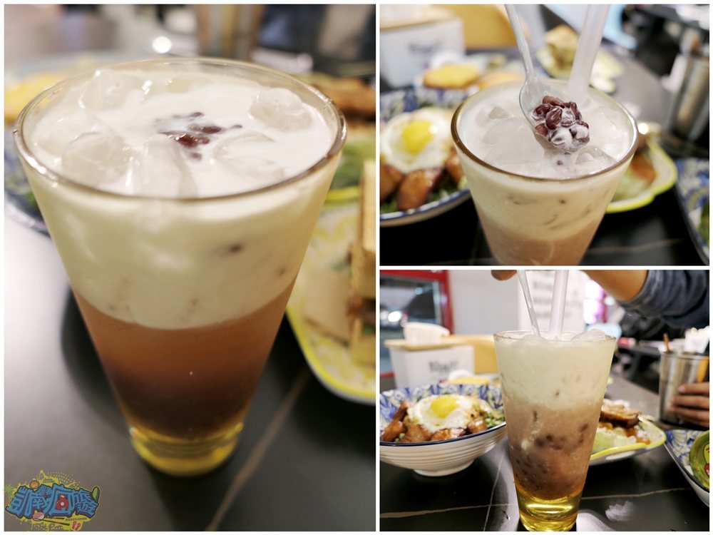 ▲「椰汁紅豆冰」是一款香港茶餐廳的經典飲品，用蜜紅豆加入冰塊、椰奶、淡奶共同調製，有著綿密的紅豆香氣及多層次的奶香，有吃有喝很過癮。