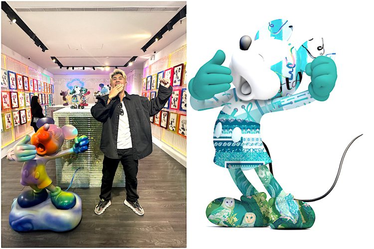 在11月舉辦品牌的十周年大秀後，設計師Daniel Wong再度與迪士尼合作，推出限量雕塑米奇公仔，玩趣、童心，並結合數位印花、形塑潮流表情。記者釋俊哲／攝影、圖／Daniel Wong提供