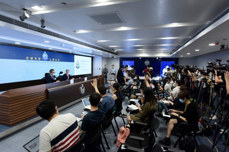 香港警務處國家安全處2021年曾舉行記者會，宣布破獲名為「光城者」的港獨組織擬策劃恐怖襲擊。圖／中新社　