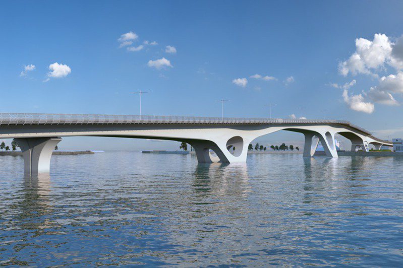 安平漁港跨港大橋完工模擬圖。圖／台南市工務局提供