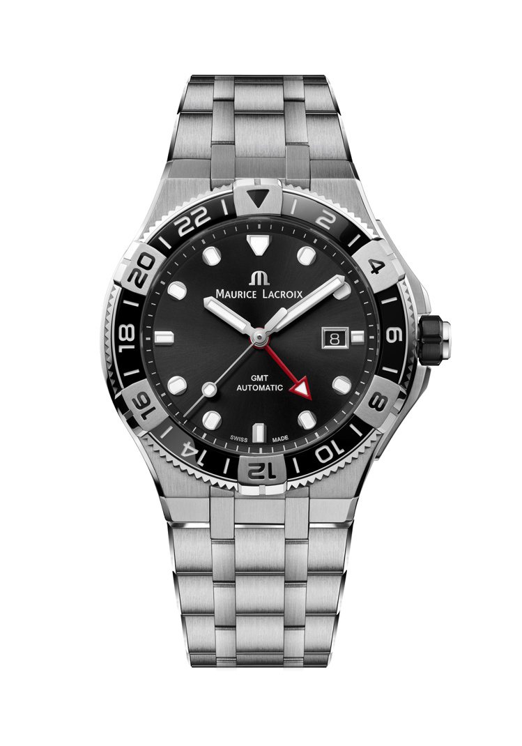 艾美表AIKON系列Venturer GMT自動上鍊腕表，精鋼表殼、表鍊搭配陶瓷表圈，約94,000元。圖／Maurice Lacroix提供