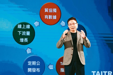 貿協董事長黃志芳昨天表示，貿協未來將建立TAITRA貿易指數，協助台灣企業爭取全球市場商機。 記者林澔一／攝影
