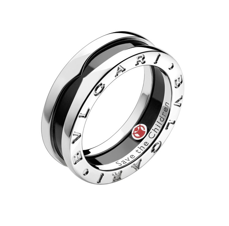 BVLGARI Save The Children慈善系列B.zero1純銀黑陶瓷戒指，約18,000元。圖／寶格麗提供