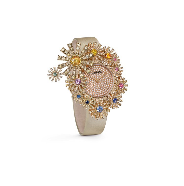 DAMIANI Masterpiece Margherita Secret Garden 18k玫瑰金高級訂製珠寶神祕表，約190萬元。圖／戴美安妮提供