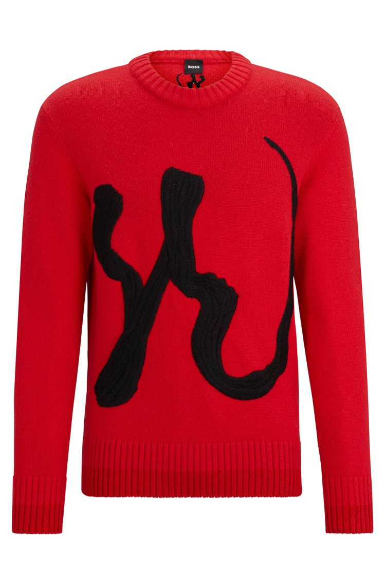 BOSS龍年限定系列紅色刺繡毛衣，10,900元。圖／BOSS提供