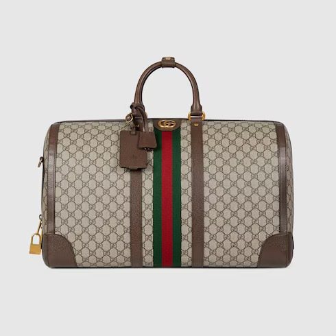 Gucci savoy行李袋，綠紅綠Web尼龍織帶裝飾，價格電洽。圖／GUCCI提供