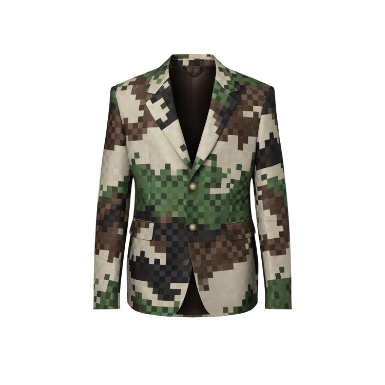單排釦迷彩棋盤格西裝外套，13萬3000元。圖／Louis Vuitton提供