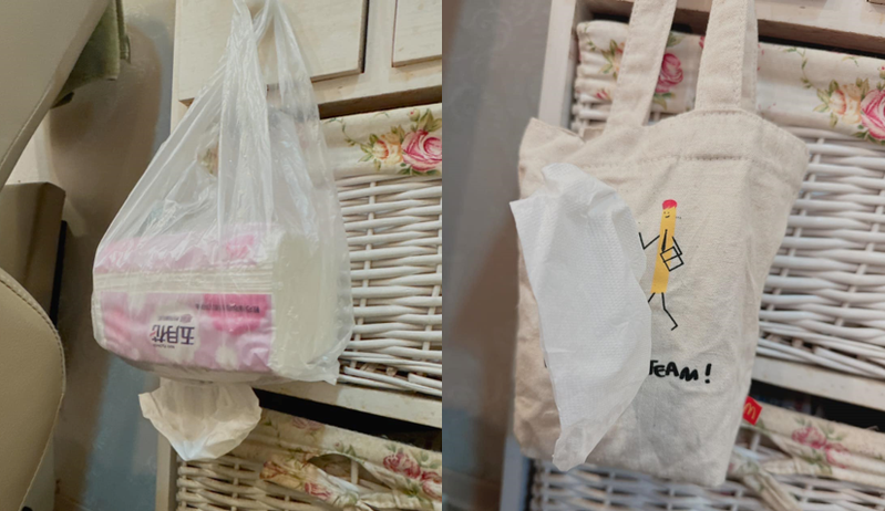 網友將塑膠袋搖身一變成「創意衛生紙套」。圖／擷自「Costco好市多 商品經驗老實說」