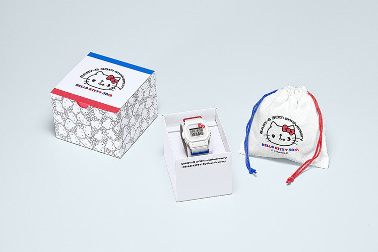 Hello Kitty與BABY-G聯名表款，附贈與腕表相同設計的特殊外盒包裝，藉以收穫不同年齡層粉絲的心。圖／CASIO提供