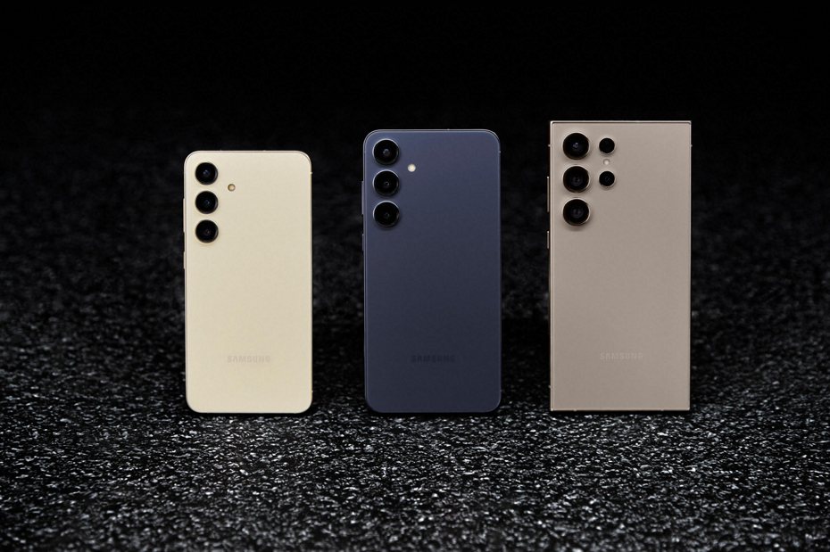三星（Samsung）正式發表新一代Galaxy S24 Ultra、Galaxy S24+及Galaxy S24三款旗艦5G手機。（三星提供）