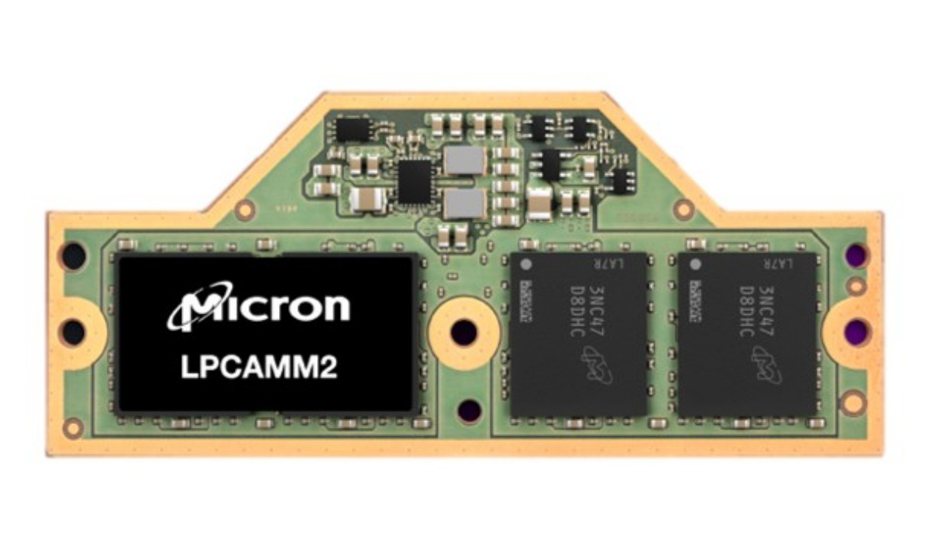 ▲美光於CES 2024期間提出的LPCAMM2記憶體模組設計