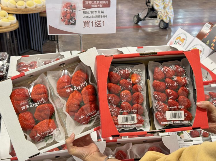 即日起至2月20日福岡/熊本草莓買1送1。記者黃筱晴／攝影