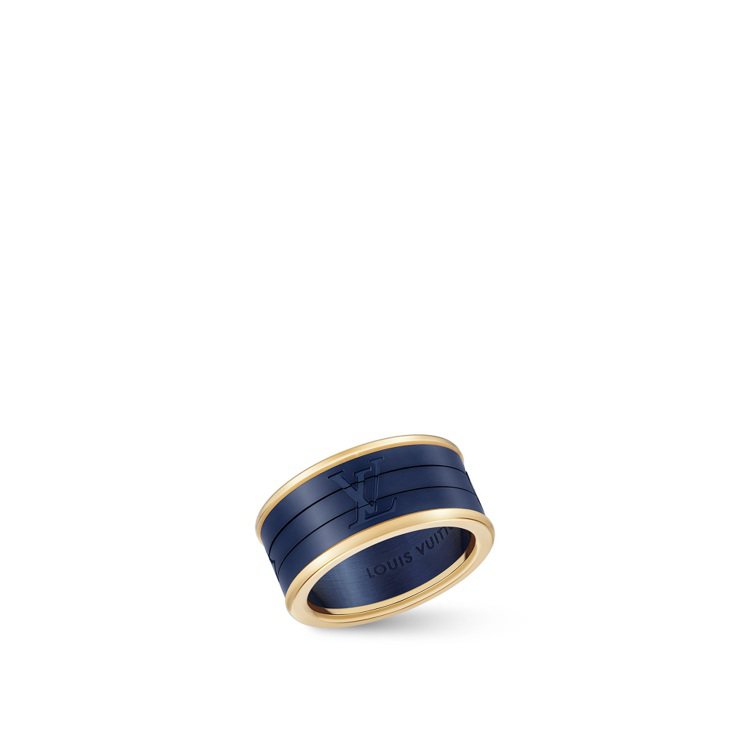 路易威登Les Gastons Vuitton PUZZLE黃K金及鈦金屬戒指，15萬7,000元。圖／路易威登提供