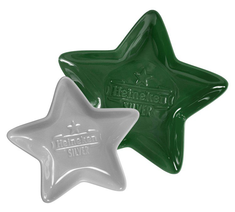 海尼根拼色萬用陶瓷盤組質感綠灰款。圖／台灣海尼根提供