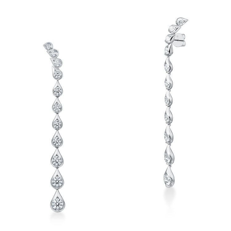 Hearts On Fire奢華款LU Droplet白K金鑽石耳環，鑽石總重約6.50克拉，126萬7,000元。圖／Hearts On Fire提供